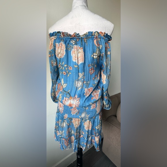 NWT RAMY BROOK Printed Willow Off-the-shoulder Mini Dress - Picture 3 of 6